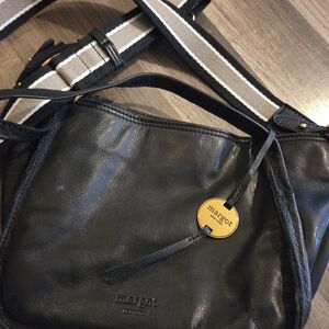 Margot Black Leather Messenger Bag
